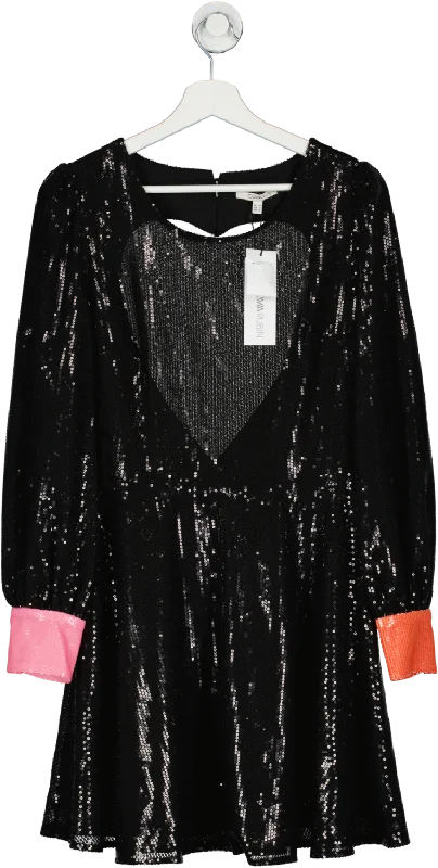 Olivia Rubin Bea Black Sequin Cut-out Heart back Dress UK 10