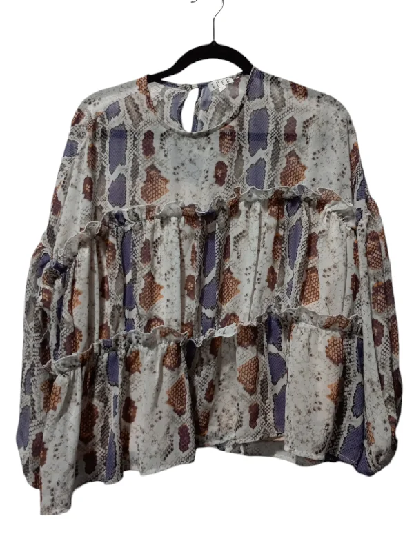 Blouse Long Sleeve By Tcec In Snakeskin Print, Size: S