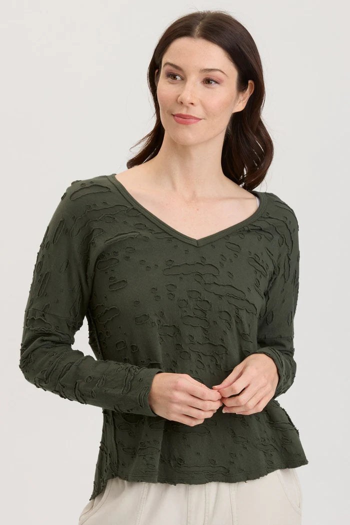 Pavel V Neck Top - Heritage Park Pigment